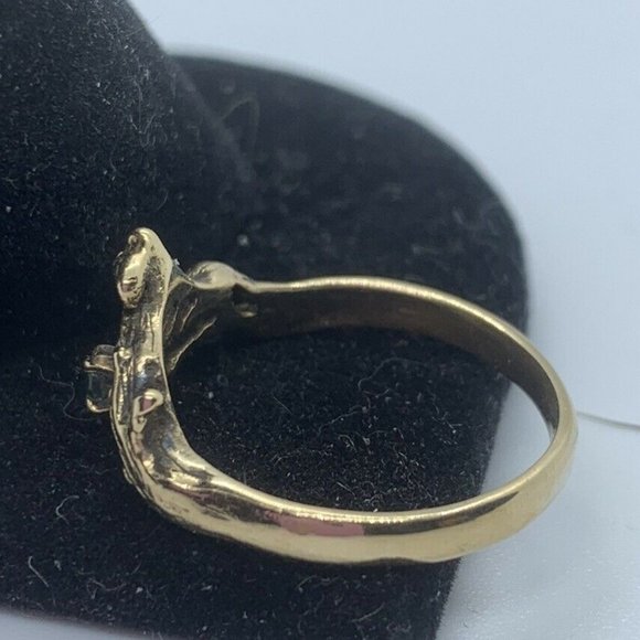 Vintage 14K Yellow Gold Ring W/Green Emerald Wrapped Branch Design Size 7 - Picture 5 of 8